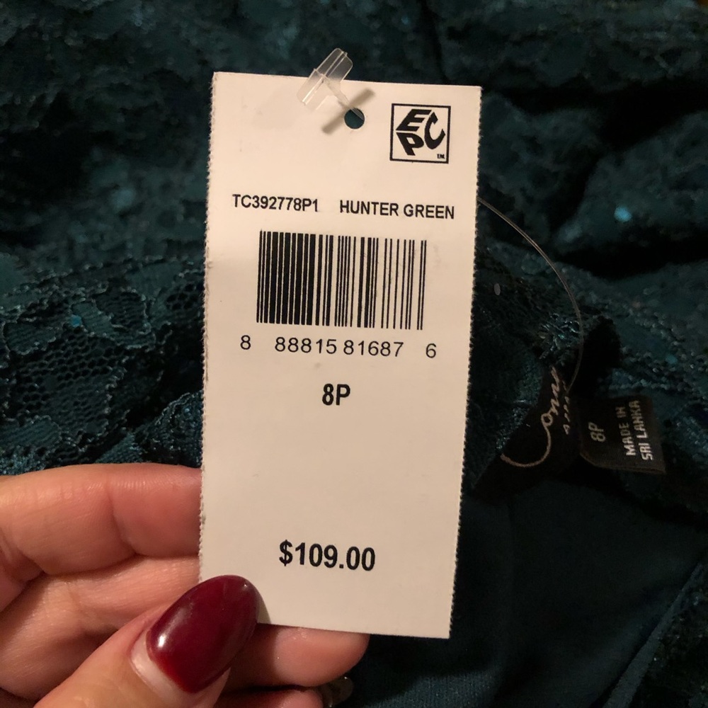 SOLD - NWT Hunter Green Lace Gown - Picture 4 of 4